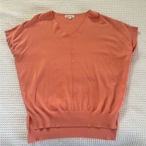 Coral V-Neck Short Sleeve Sweater